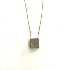 Alexis Bitter Pyramid Grey Lucite Pendant on Goldtone chain